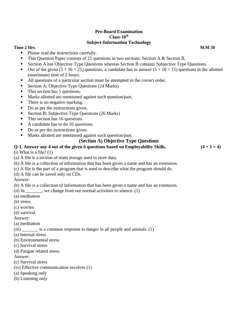 Class 10 it pre board pdf information retrieval data management