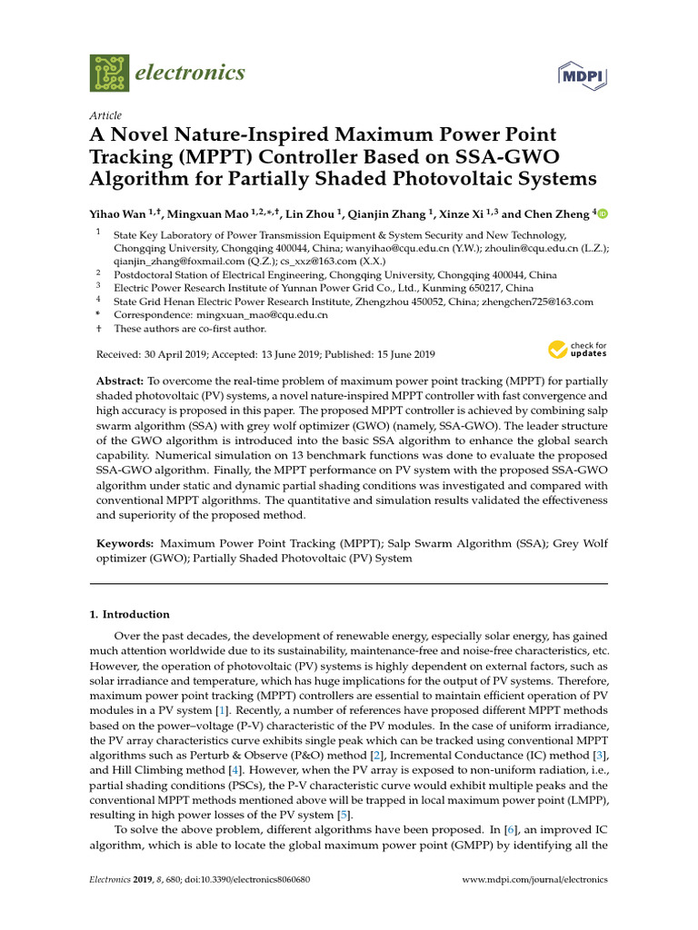 A Novel Nature-Inspired Maximum Power Point Tracki | PDF ...