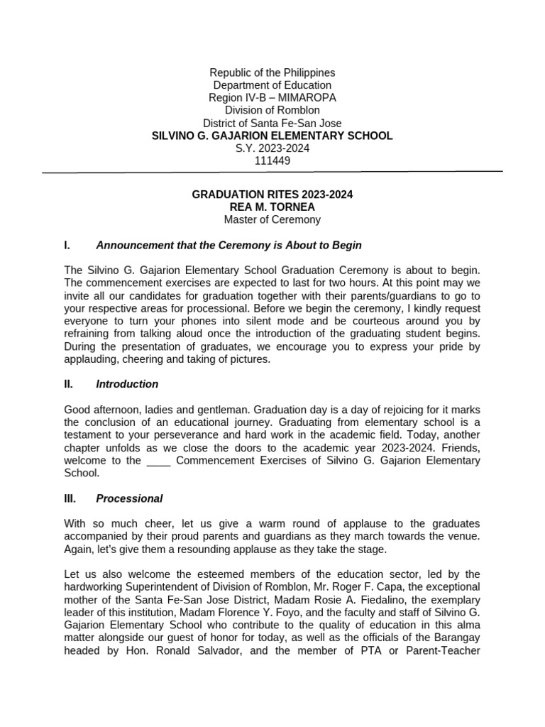 Master of Ceremony Script | PDF
