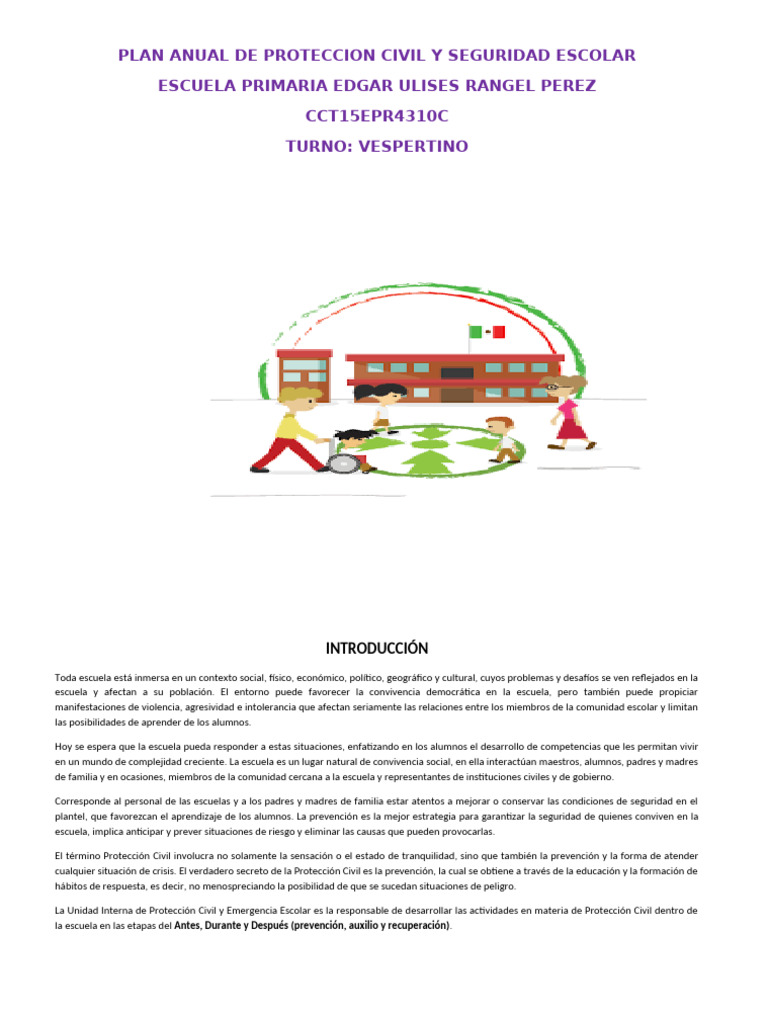 Plan Anual de Protección Civil Escolar | PDF | Defensa Civil | Escuelas