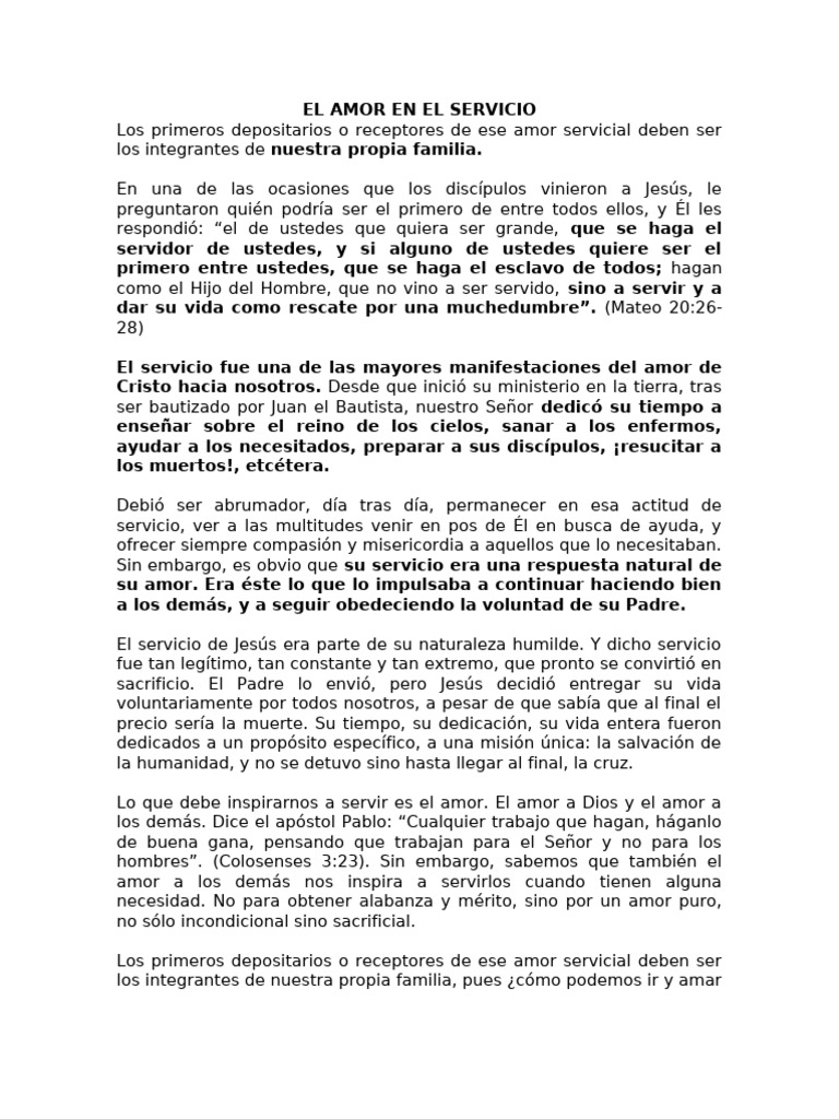 Amor y Servicio en la Enseñanza de Jesús | PDF | Amor | Jesús