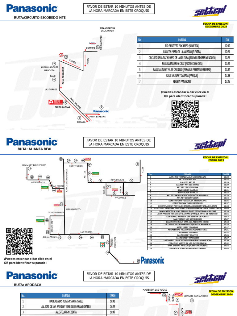 Rutas de Transporte y Paradas Detalladas | PDF