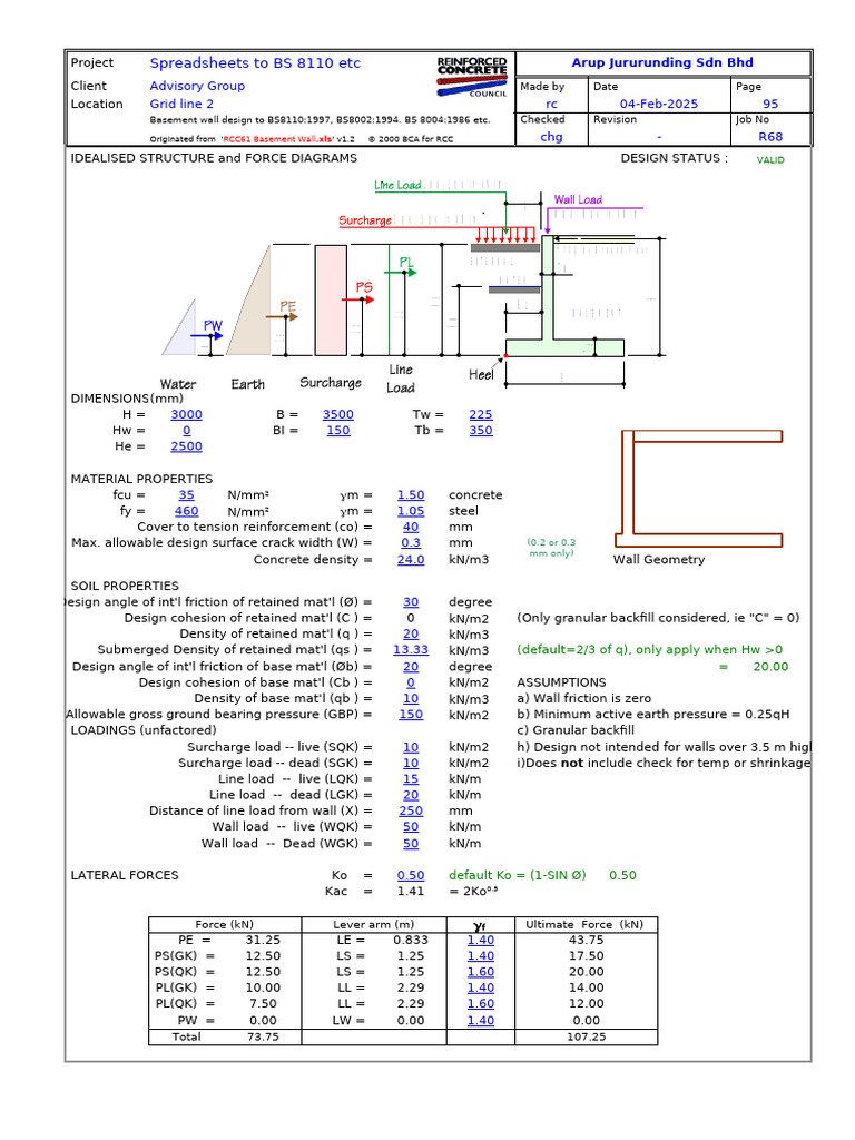 Basement Wall Design per BS 8110 | PDF | Building Engineering | Civil ...