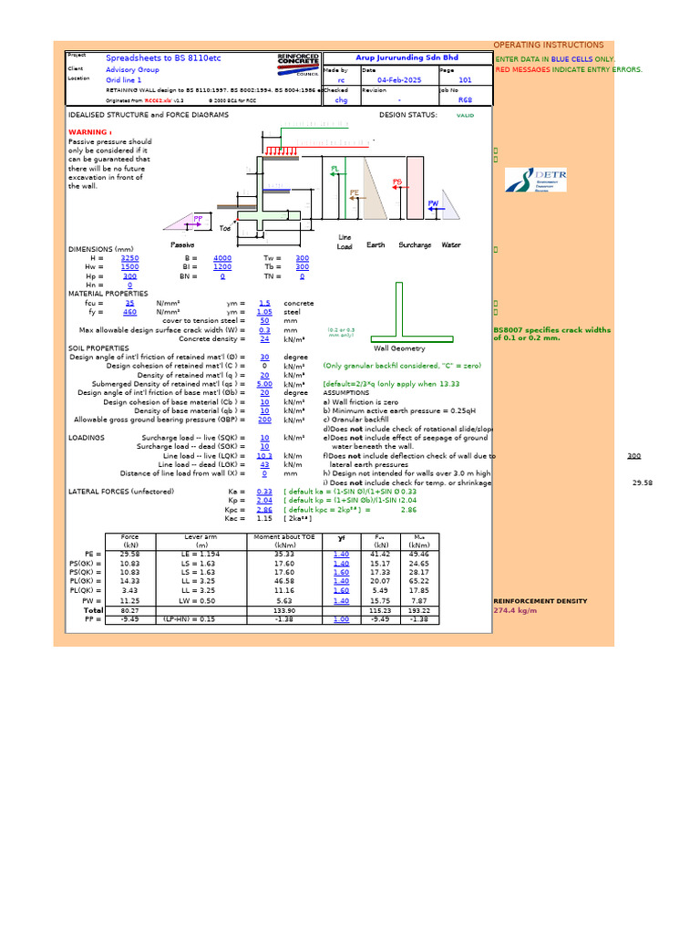Retaining Wall Design to BS 8110 Standards | PDF | Soil Science ...