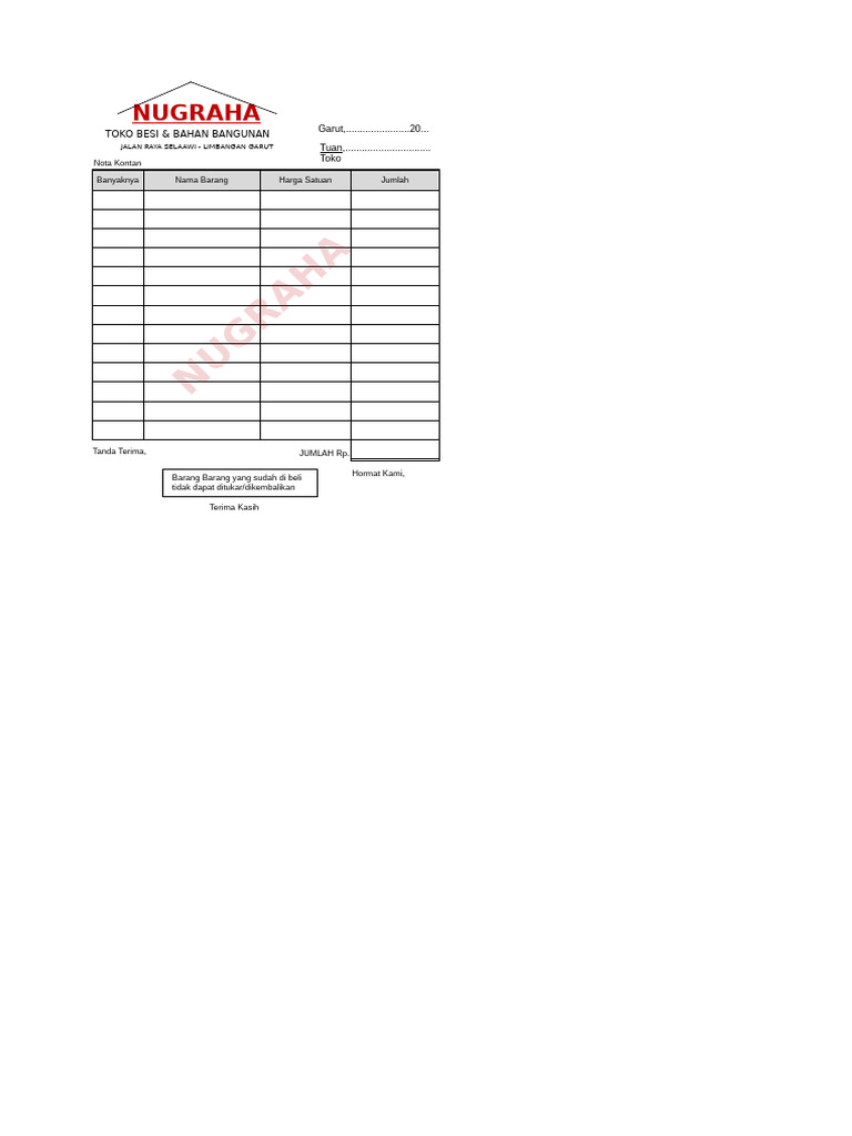 Nota Pembelian Toko Besi NUGRAHA | PDF