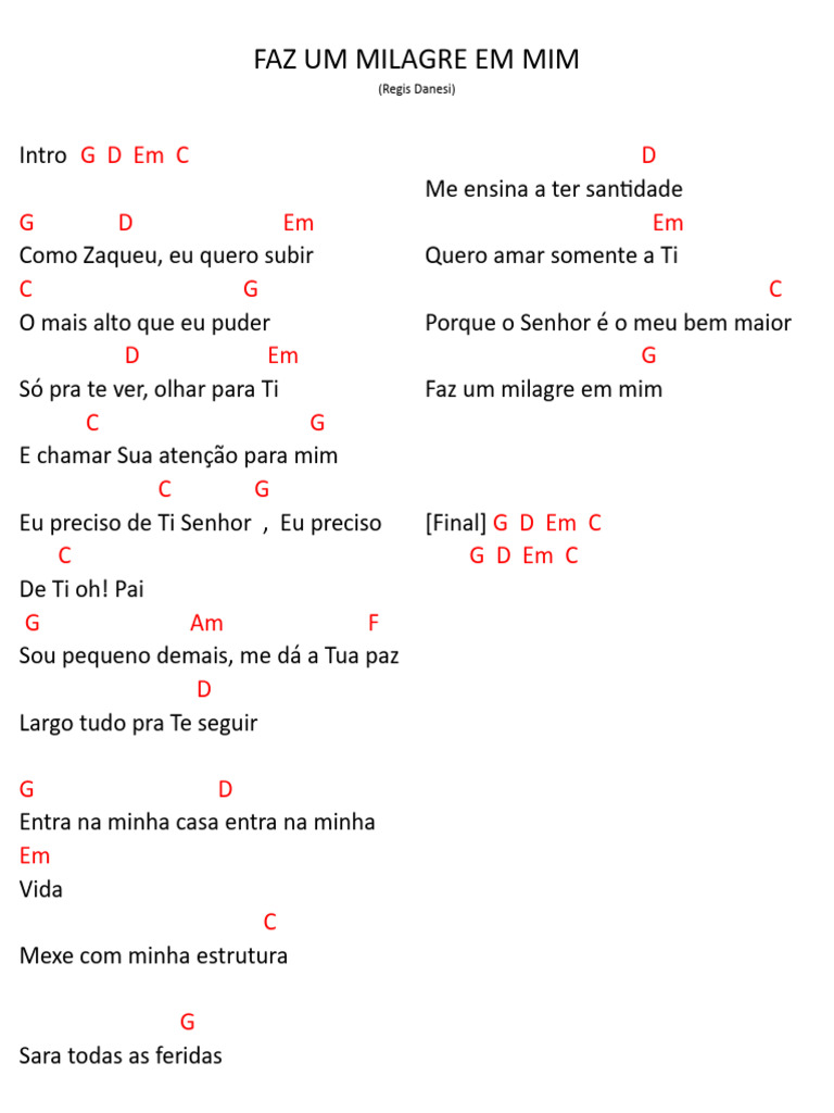 Faz um Milagre em Mim - Letra da Música | PDF