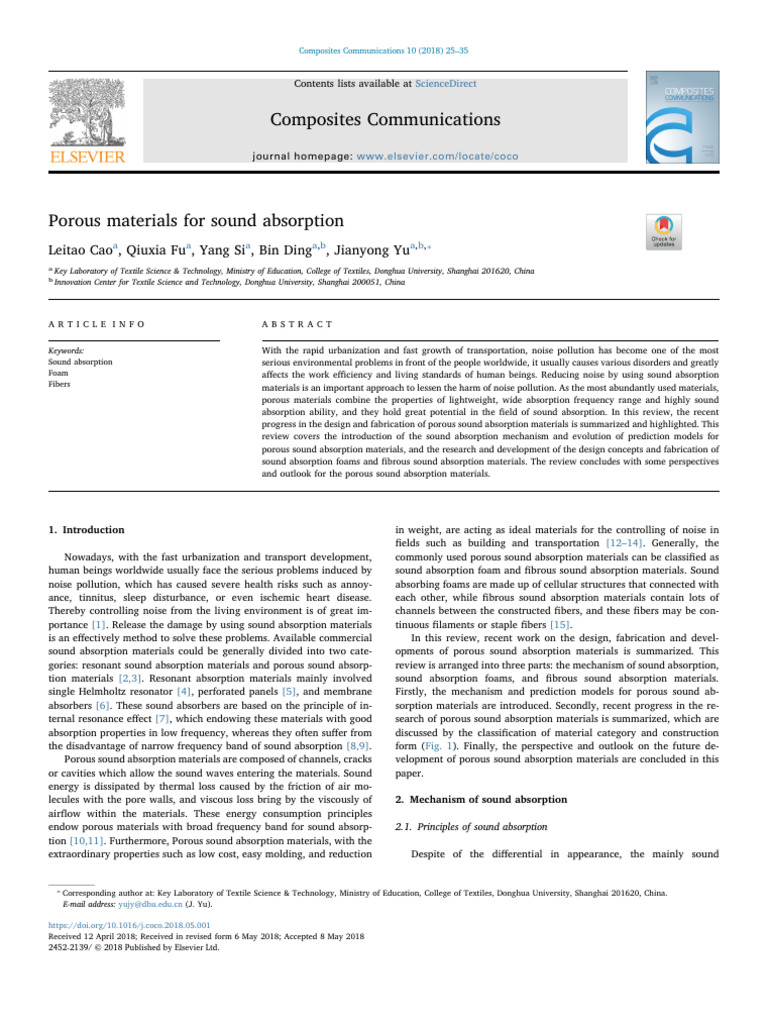 Porous Materials for Sound Absorption | PDF | Classical Mechanics ...