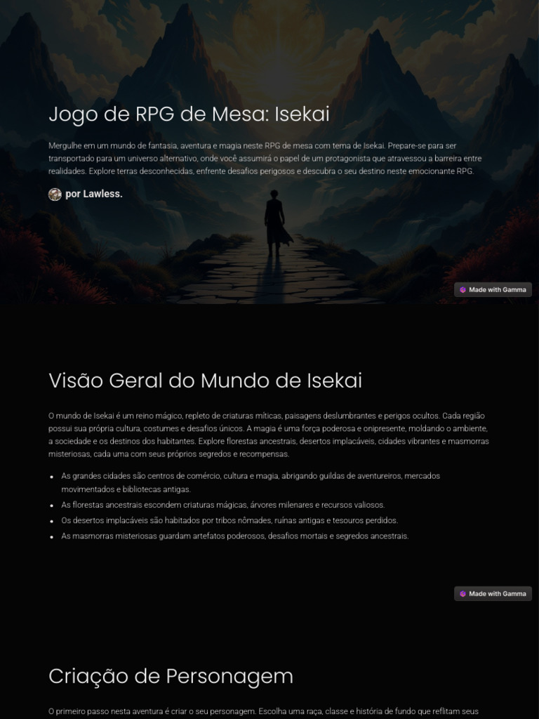RPG de Mesa: Aventura em Isekai | PDF | Jogos de RPG | Raça ...