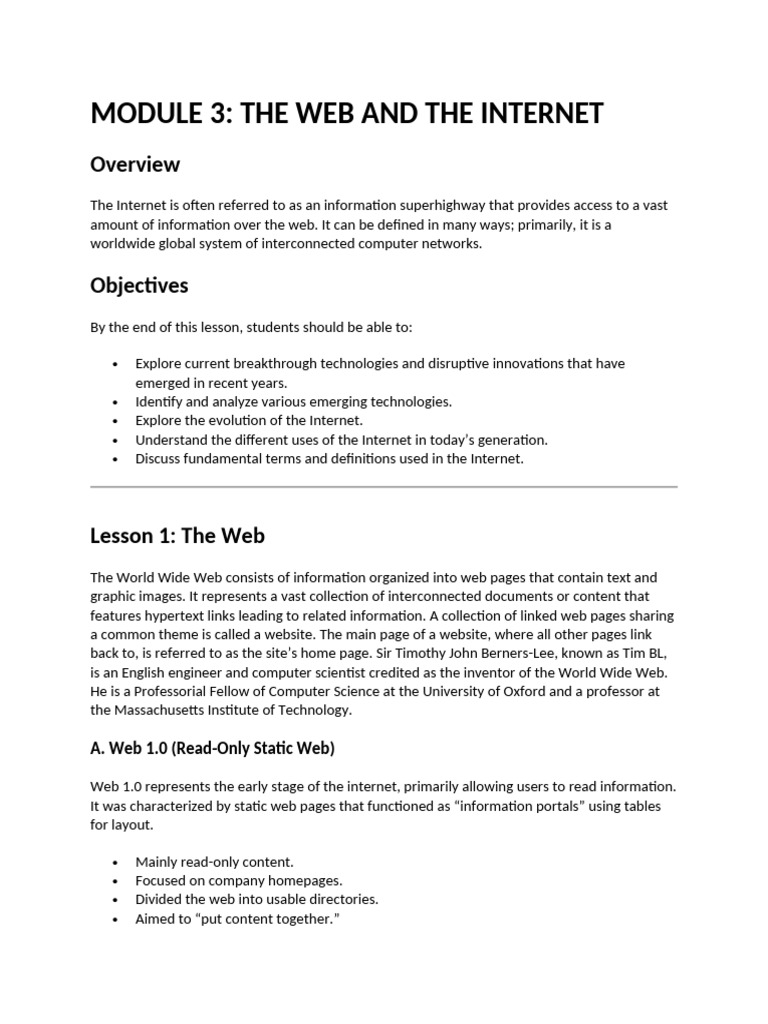 Understanding the Web and Internet Evolution | PDF | World Wide Web ...