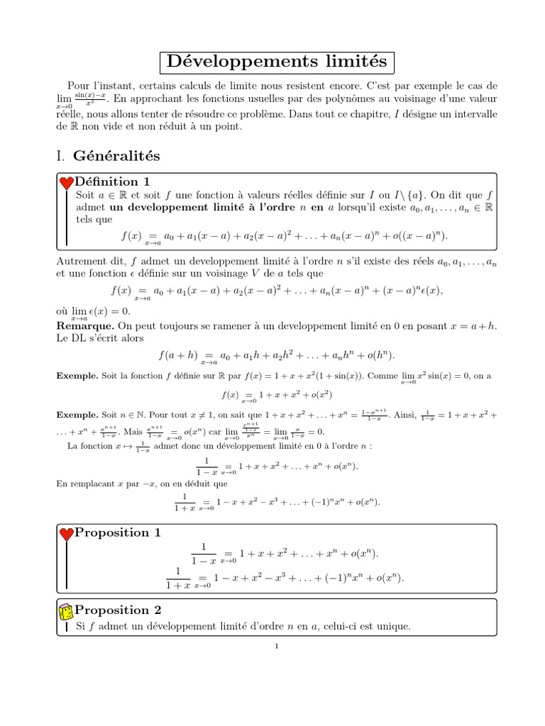 Développements Limités en Mathématiques | PDF | Asymptote | Limite ...