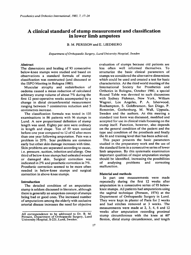Standardizing Lower Limb Stump Measurement | PDF | Amputation | Prosthesis