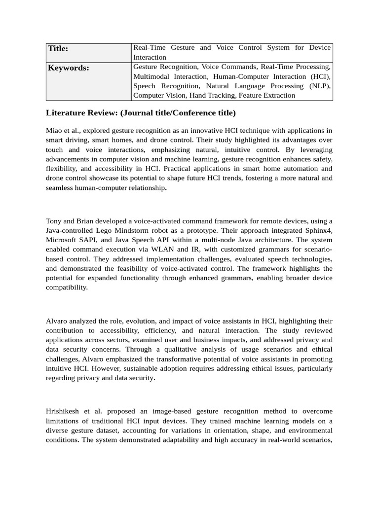 1b. Literature Review Review | PDF | Speech Recognition | Machine Learning