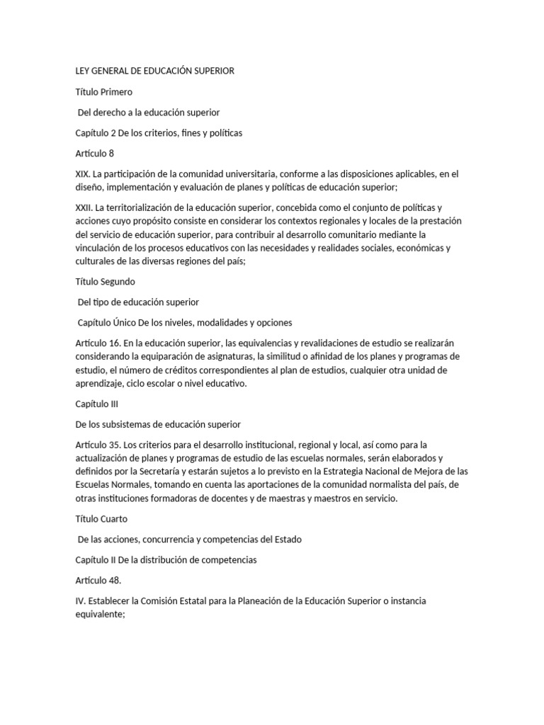 Educación Superior: Políticas y Coordinación | PDF | Plan de estudios ...