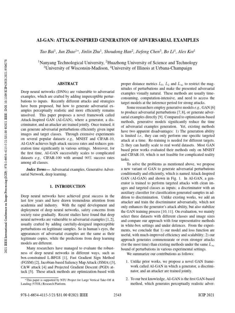 Bai 等。 - 2021 - AI-GAN Attack-Inspired Generation of Adversarial | PDF ...