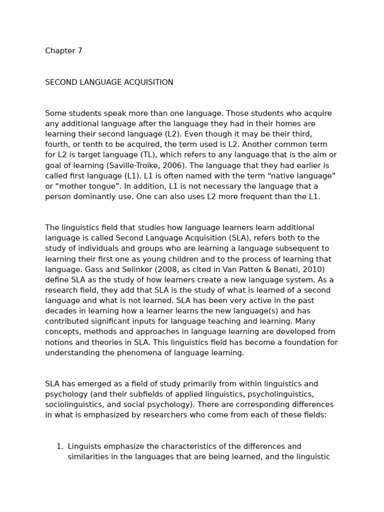 Second Language Acquisition | PDF | Second Language Acquisition ...