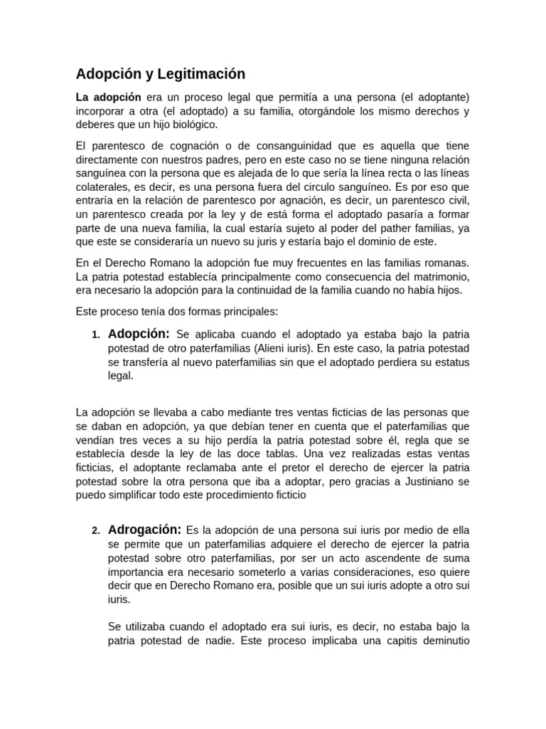 Derecho Romano | PDF | Adopción | Parentesco y descenso
