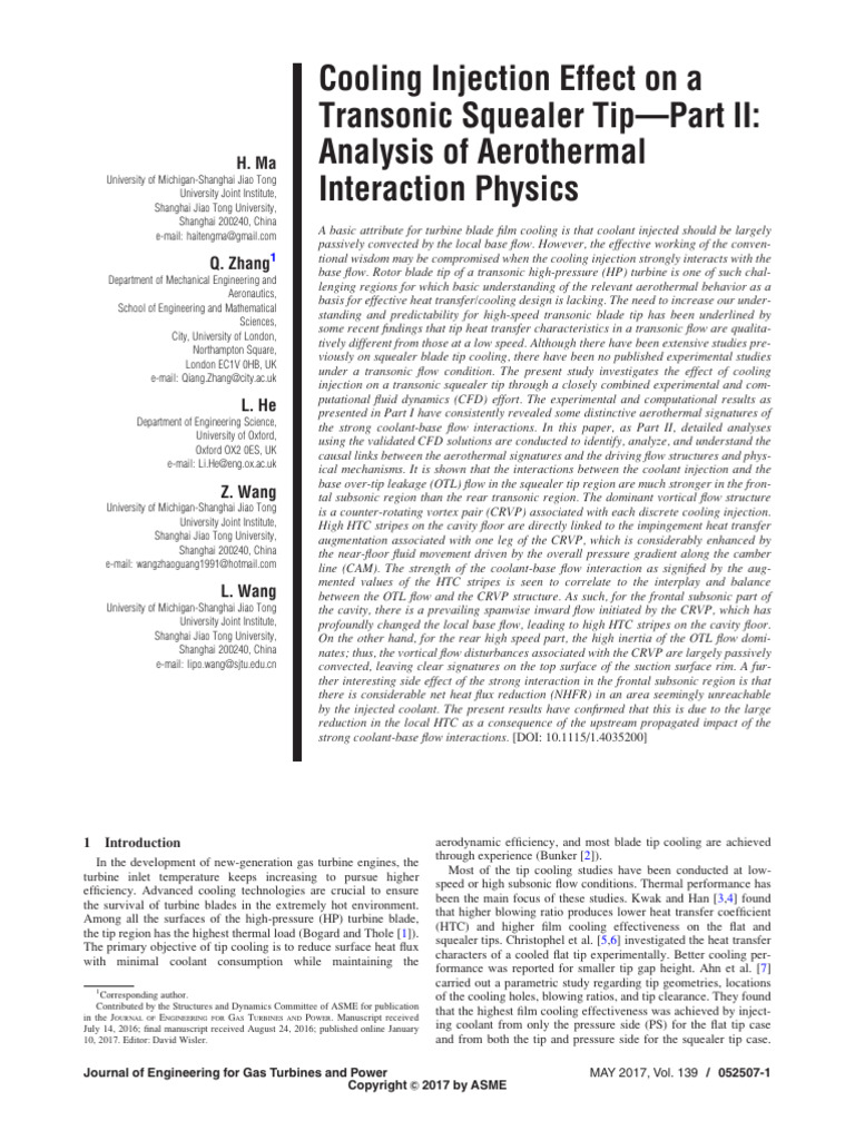 2017 - Cooling Injection Effect On A | PDF | Computational Fluid ...