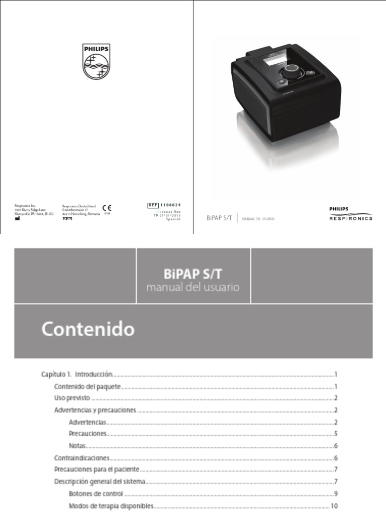 Manual del usuario BiPAP S/T | PDF | Conector eléctrico | Sistema ...