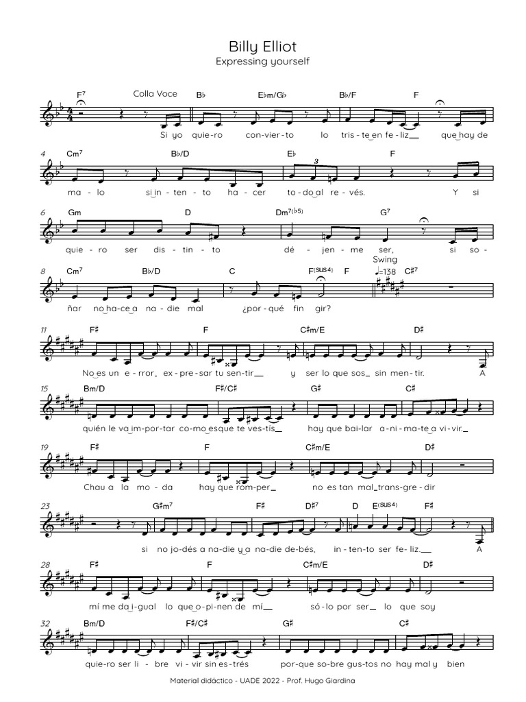 Billy Elliot - Partitura Referencia | PDF