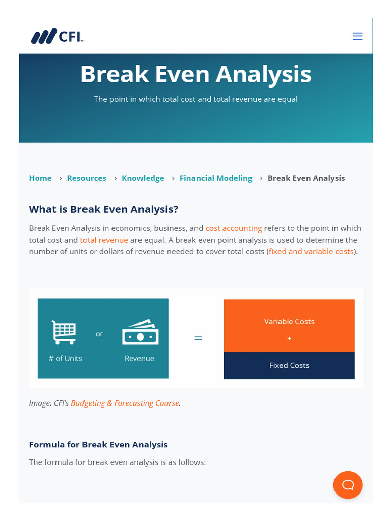 Break Even Analysis - Learn How To Calculate The Break Even Point ...