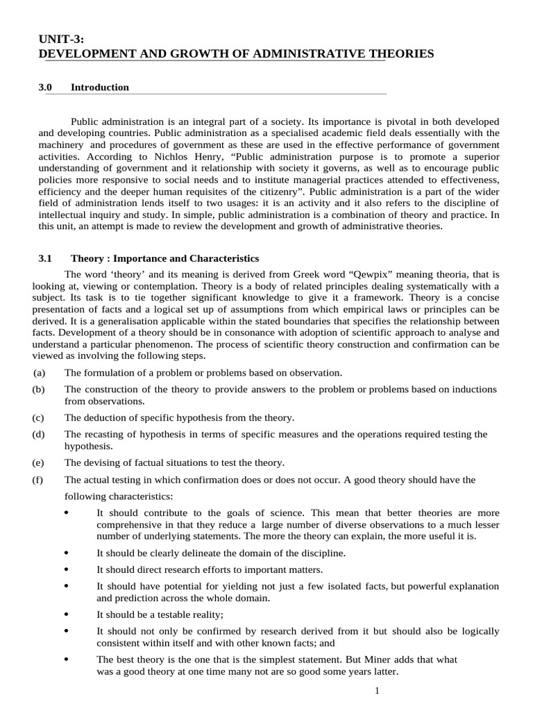 Growth of Administrative Theories | PDF | Theory | Bureaucracy