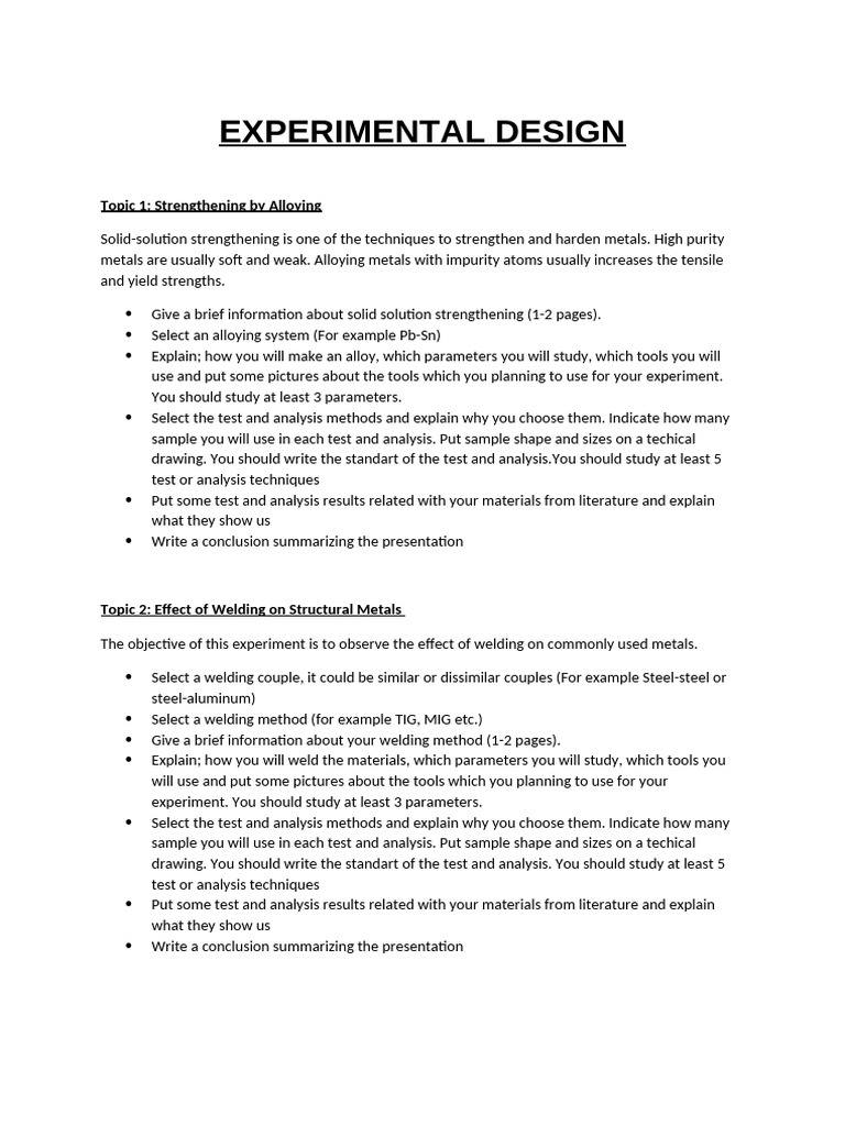 Experimental Design Pdf Alloy Ductility