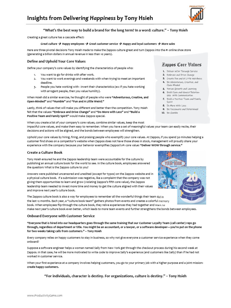 Zappos Culture Insights from Hsieh | PDF | Zappos