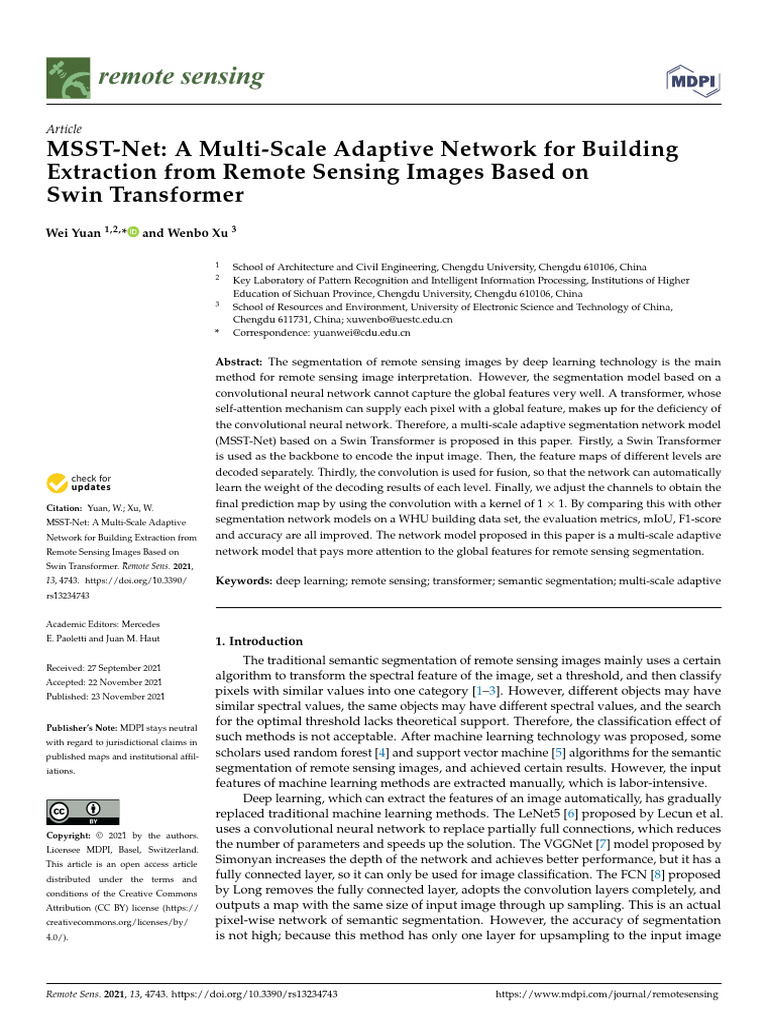 Remotesensing 13 04743 v2 | PDF | Image Segmentation | Deep Learning
