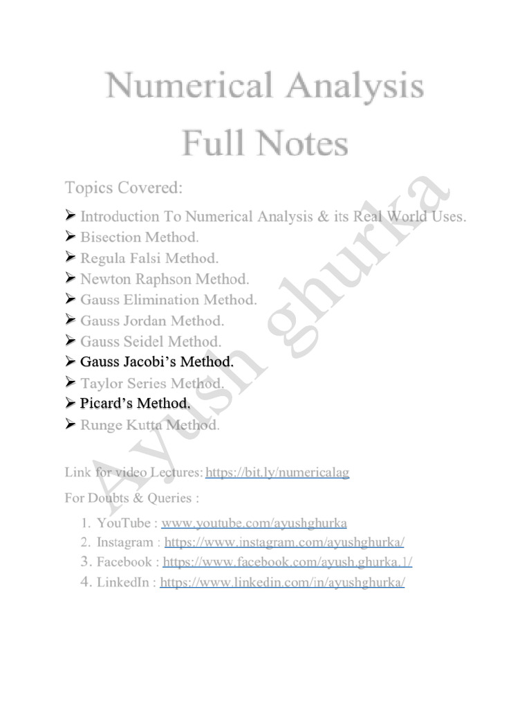 Numerical Analysis Full Notes | PDF