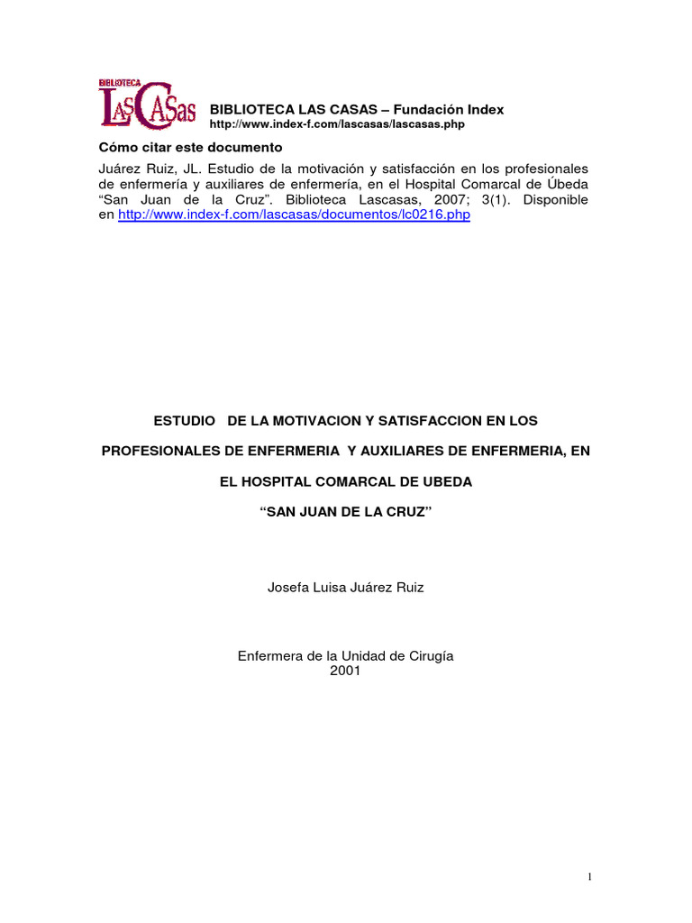 Estudio de La Motivacion y Satisfaccion en Los Profesionales de ...