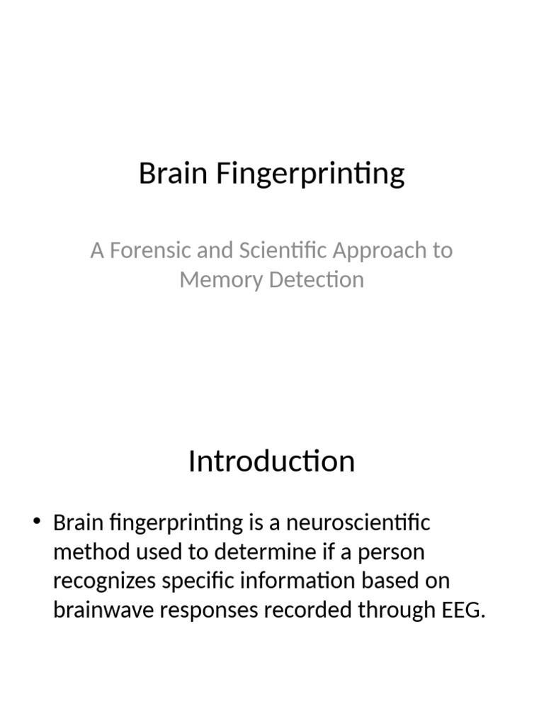 Brain Fingerprinting: Memory Detection Method | PDF