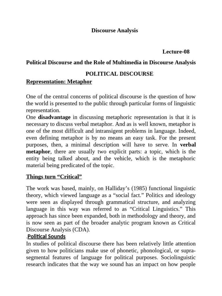 Political Discourse & Multimedia Analysis | PDF | Anthropology ...