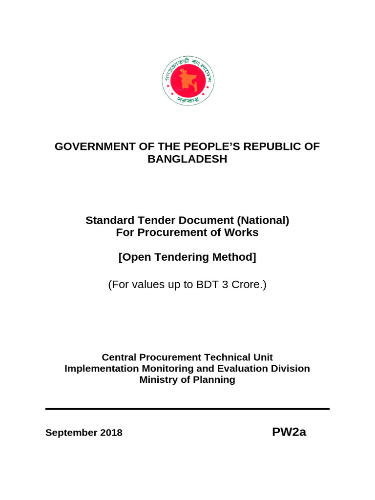 Bangladesh Standard Tender Document Guide | PDF | Specification ...