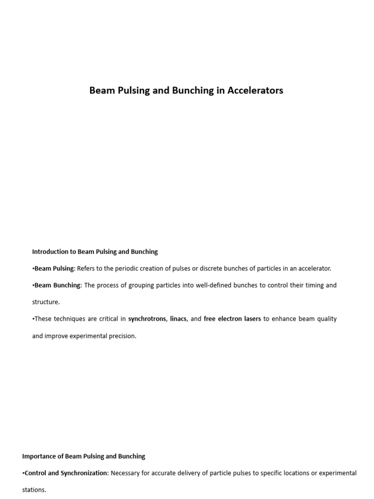 Beam Pulsing and Bunching | PDF | Particle Accelerator | Applied And ...