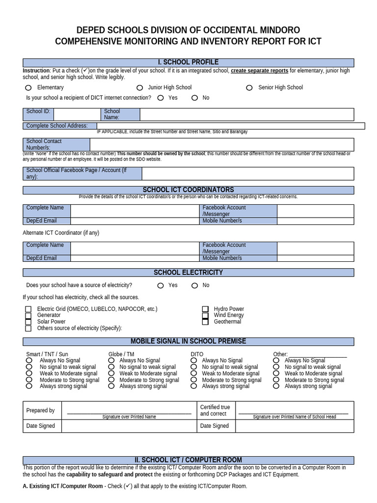 ICT Monitoring Report for Schools | PDF | Laptop | Personal Computers