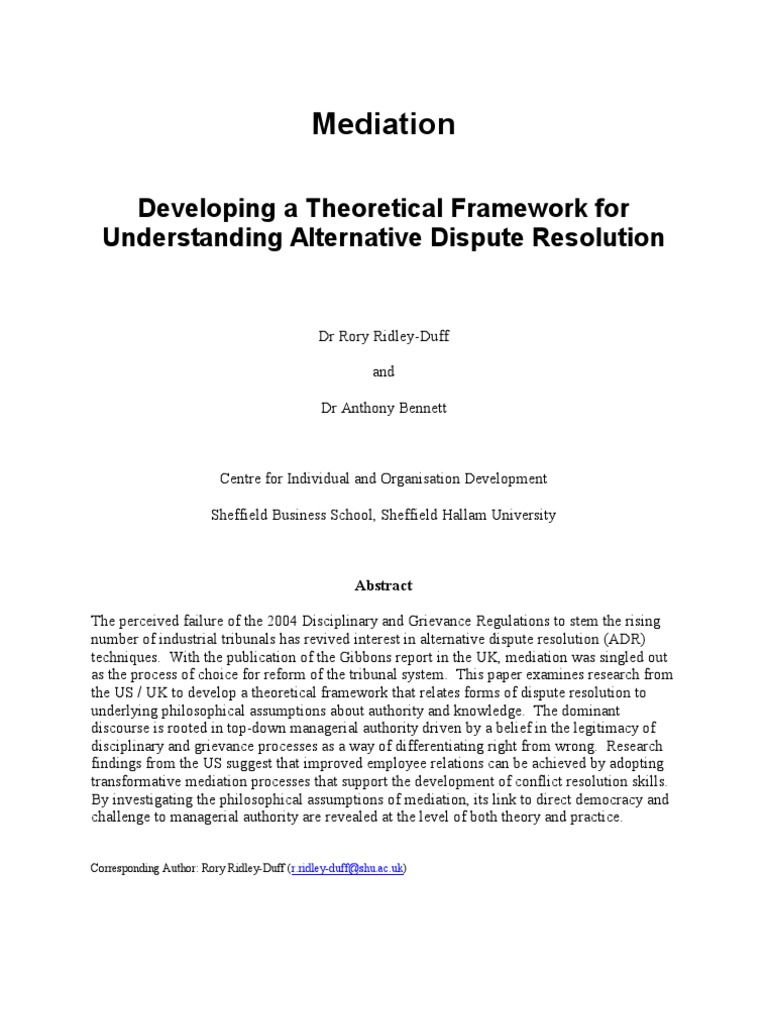 18 - Mediation - An Introduction | PDF | Mediation | Conflict (Process)