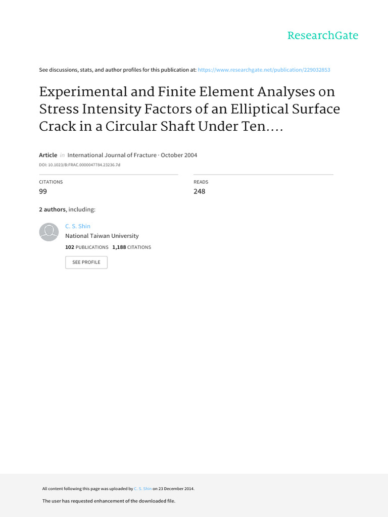 Stress Intensity Factors of Elliptical Cracks | PDF | Fracture | Stress ...