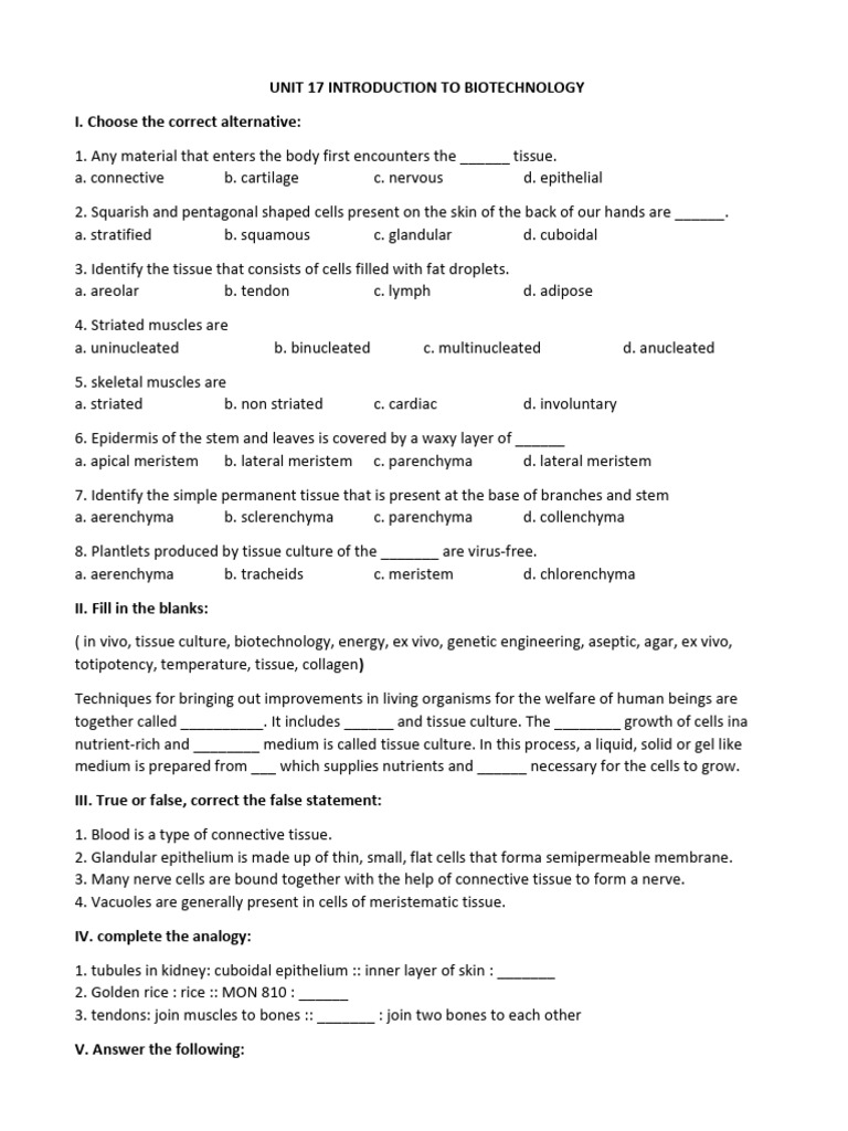 Biotechnology | PDF | Tissue (Biology) | Epithelium