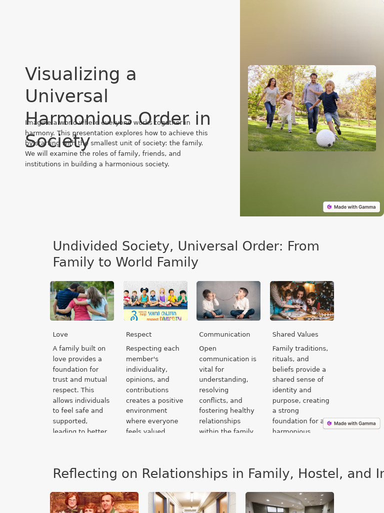 Visualizing A Universal Harmonious Order In Society Pdf Teachers