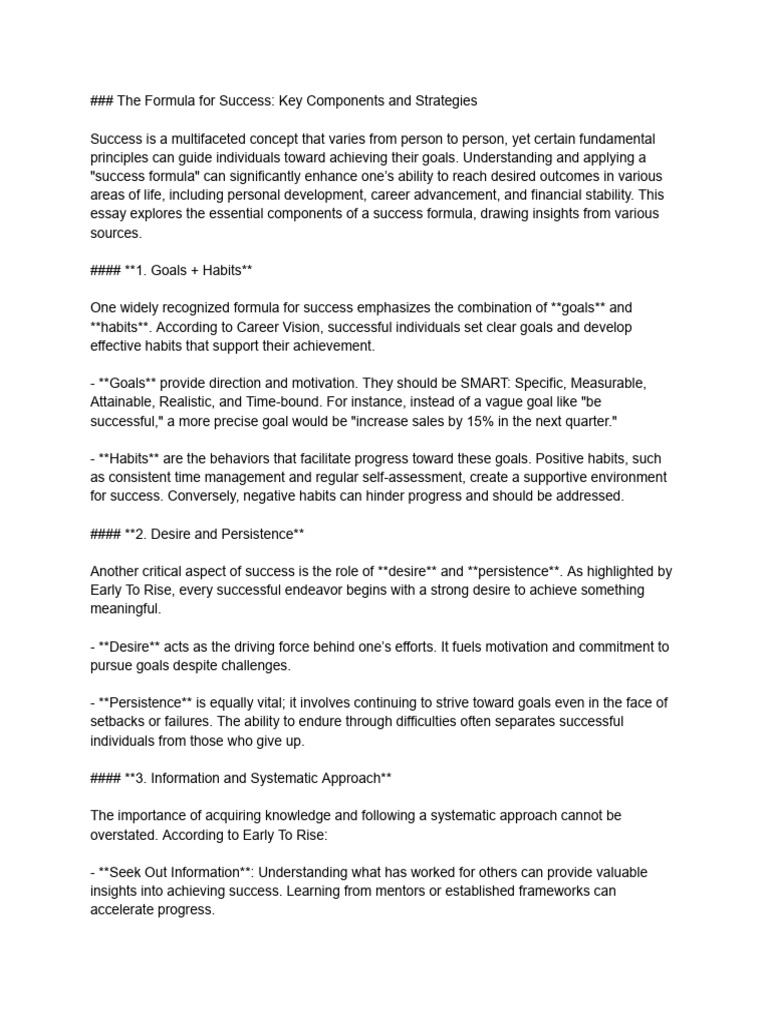For Success - Key Components and Strategies | PDF | Goal | Motivation