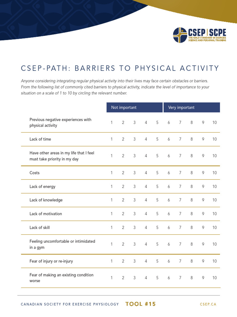 Barriers To Physical Activity | PDF | Cognition | Psychological Concepts