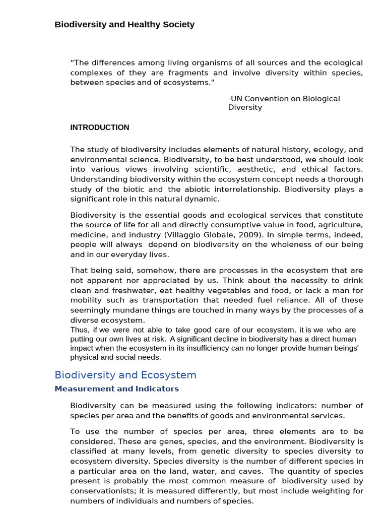 Importance of Biodiversity in Ecosystems | PDF | Ecosystem | Biodiversity