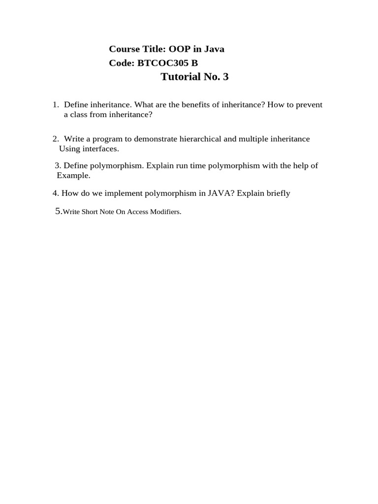 Tutorial 3 OOP | PDF