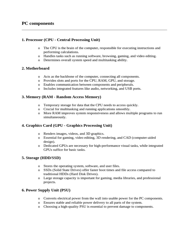 Essential PC Components Guide 2025 | PDF | Usb | Graphics Processing Unit