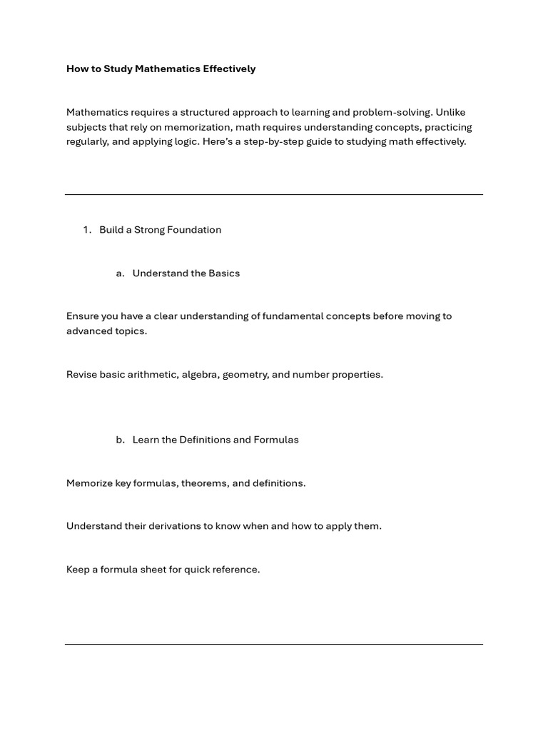 Math's Study Guide, Tips and Tricks To Ace Exam | PDF | Mathematics ...