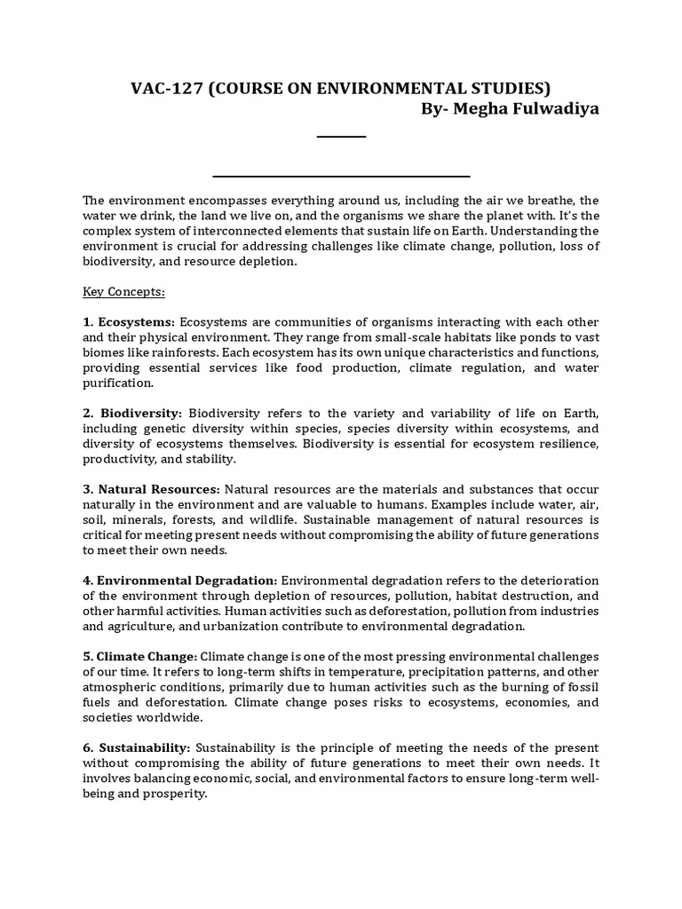 Introduction to Environmental Studies | PDF | Earth Sciences | Ecosystem