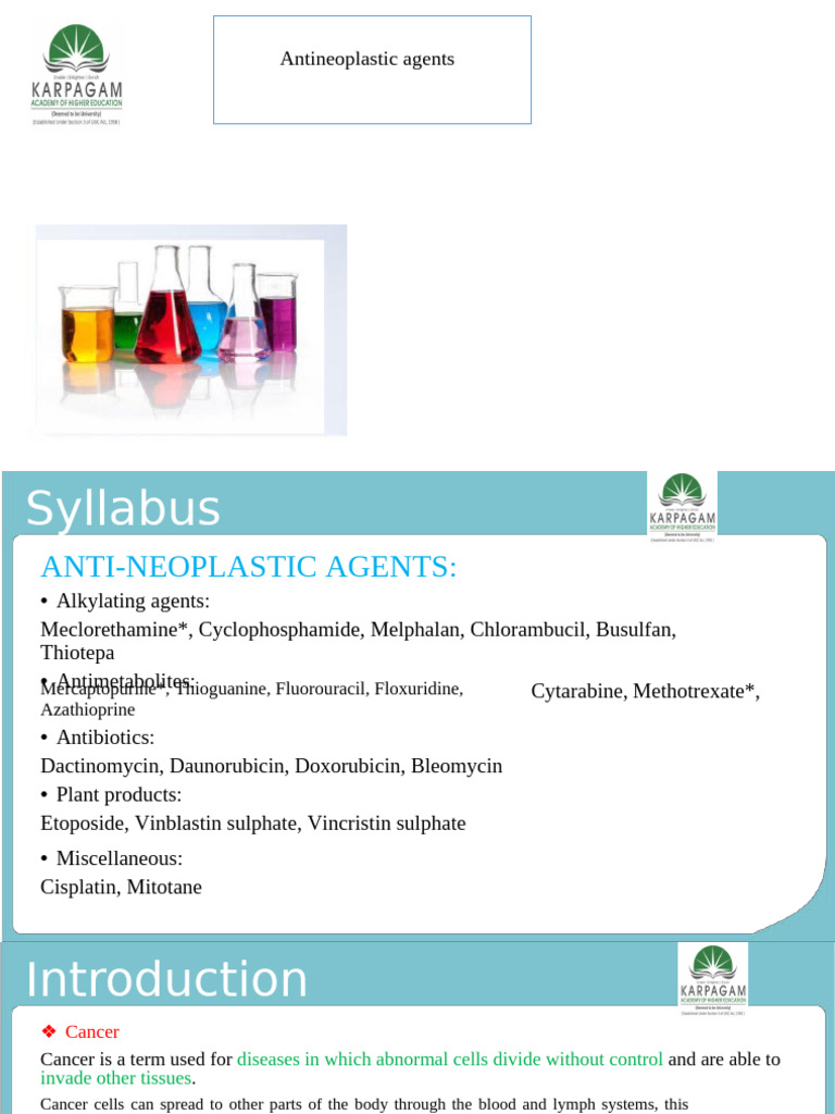 Overview of Antineoplastic Agents | PDF | Chemotherapy | Cancer