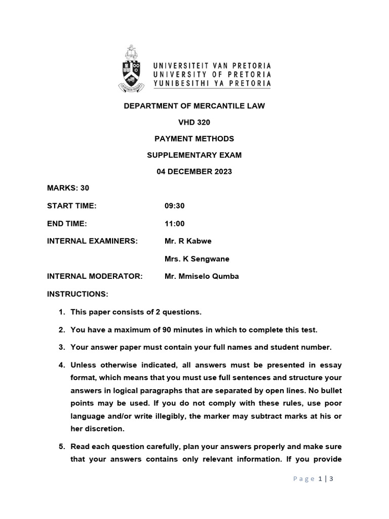 VHD320 - Dec - 2023 - Supp Exam | PDF