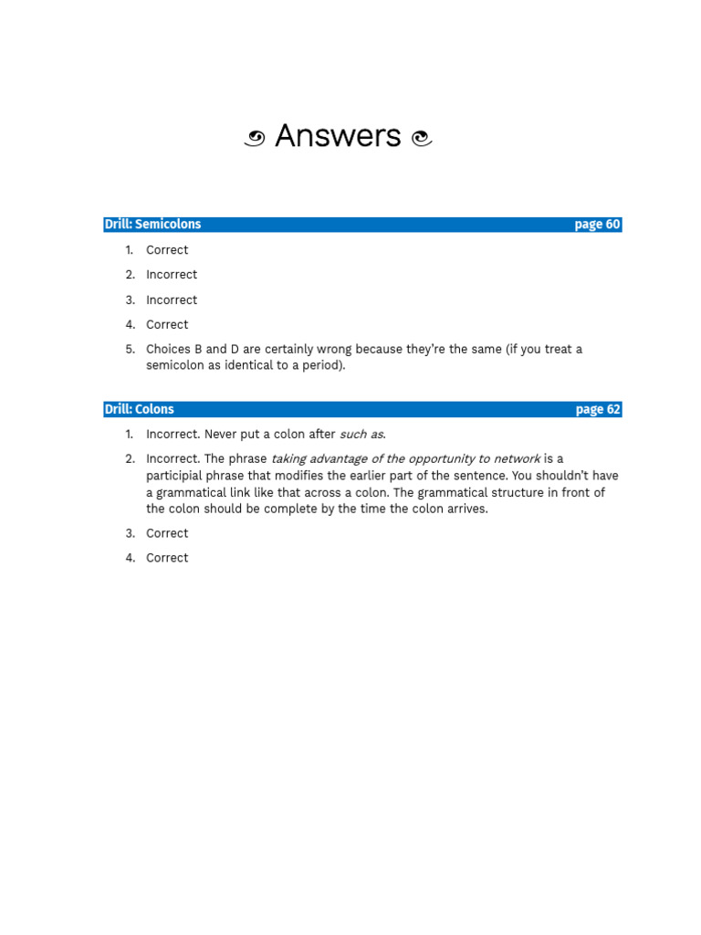 Answers To Grammar Workbook 3 (Revised 2023) | PDF | Comma | Verb