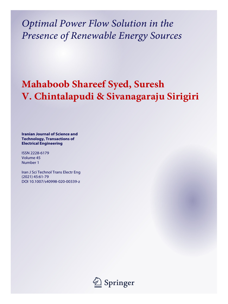 Optimal Power Flow Solution in the Presence of Renewable Energy Sources ...